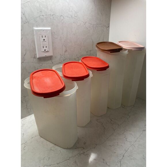 Tupperware Clear Square Kitchen Storage Containers with Lids #1615 Set of 5 - Picture 1 of 10